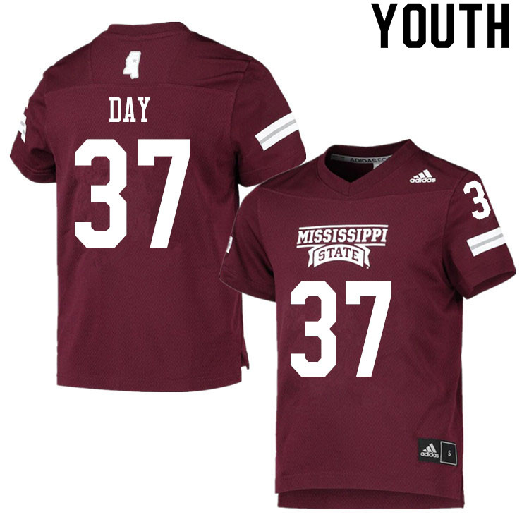 Youth #37 Tucker Day Mississippi State Bulldogs College Football Jerseys Sale-Maroon
